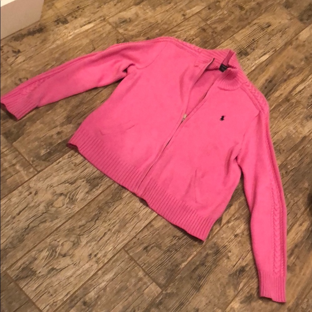 Pink Polo Ralph Lauren zip-up sweater size XL